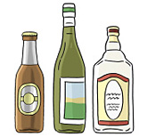 Zeichnung: drei Flaschen Alkohol
